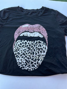 Black Merry Rose Womens Graphic Tee, Large