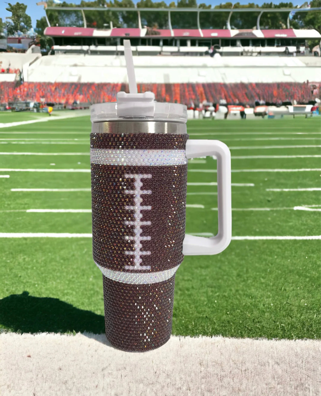 Football rhinestone tumbler