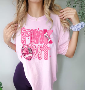 Pink out leopard check w football