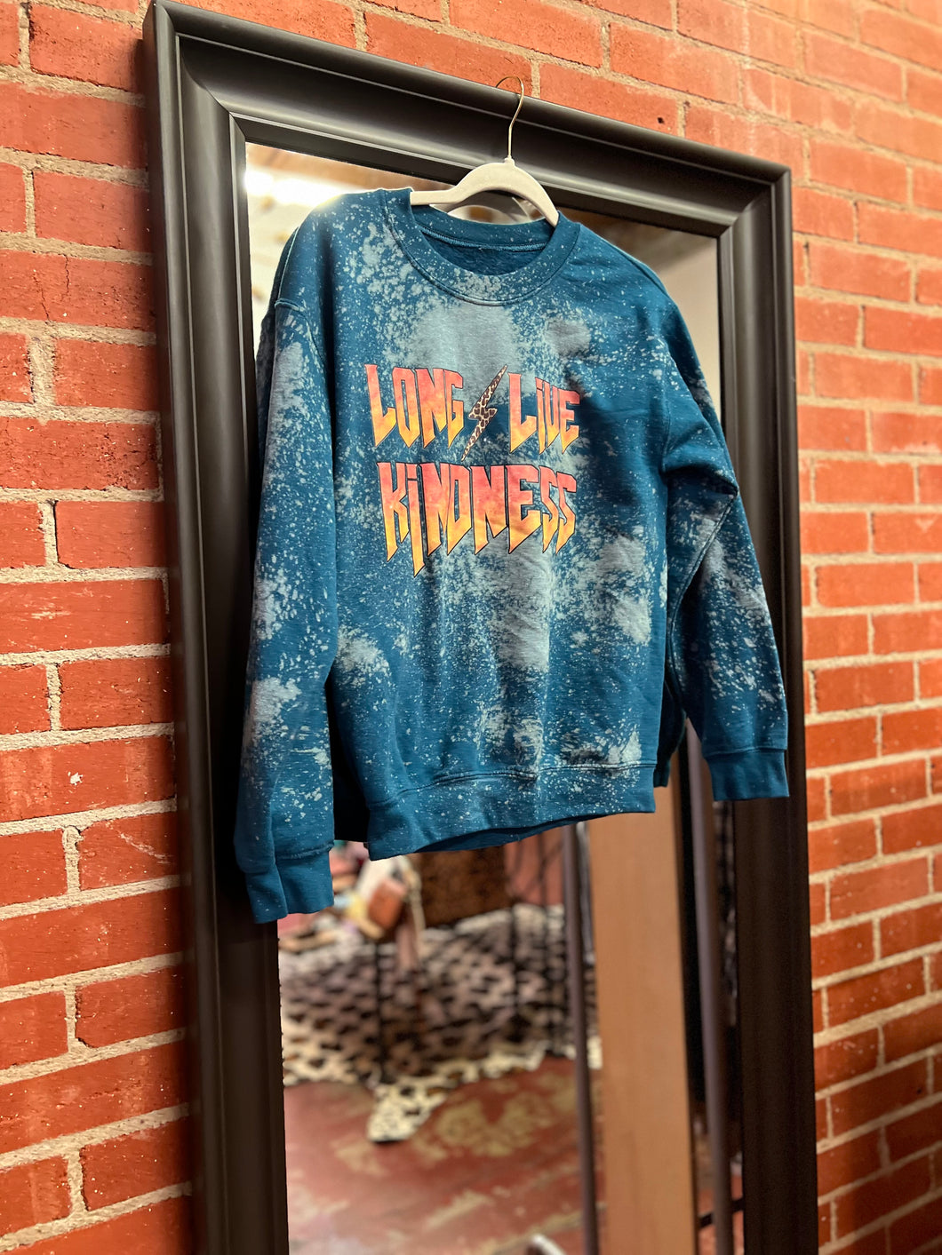 Blue Pink Bulldog Sweatshirt, Small