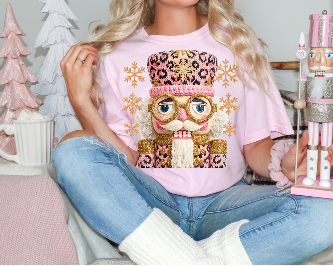 Pink leopard nutcracker