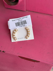 Pearl crawler earrings