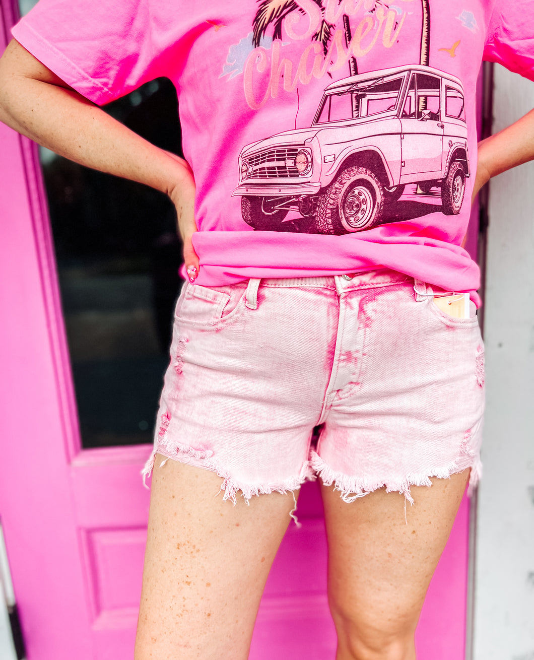 High Rise Frayed Hem Risen Shorts