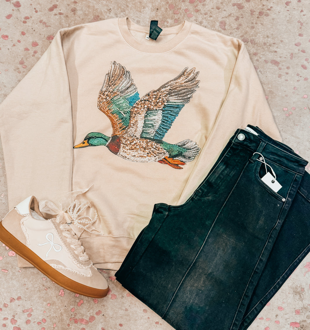 Faux Rhinestone Mallard Sweatshirt
