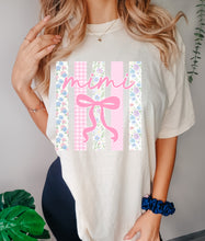 Load image into Gallery viewer, Custom word floral stripe bow tee
