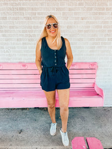 Button black romper