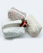 Load image into Gallery viewer, Quilted Floral Cosmetic Pouch Bag
