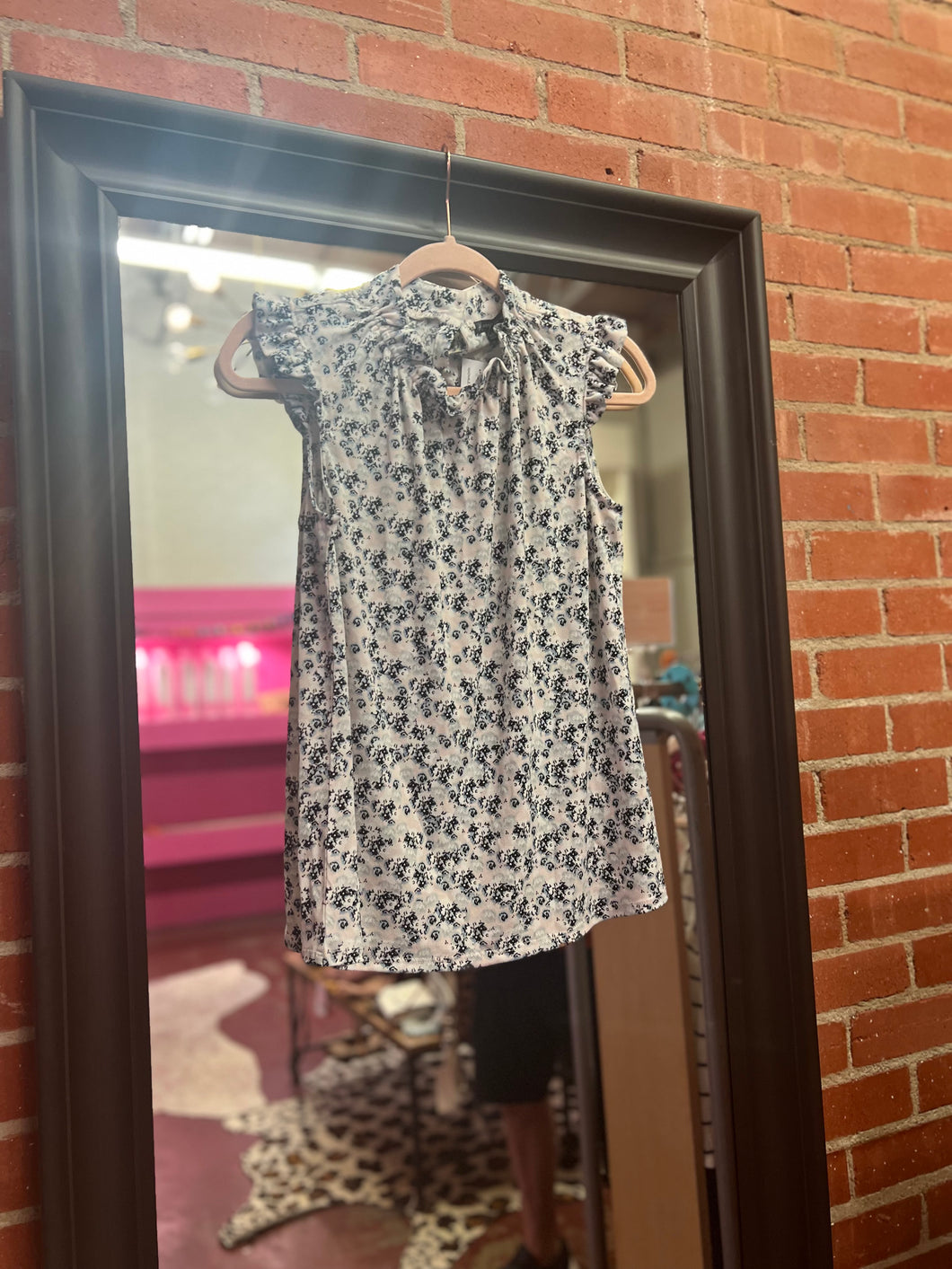 Blue Floral adrianna Womens Top, Small