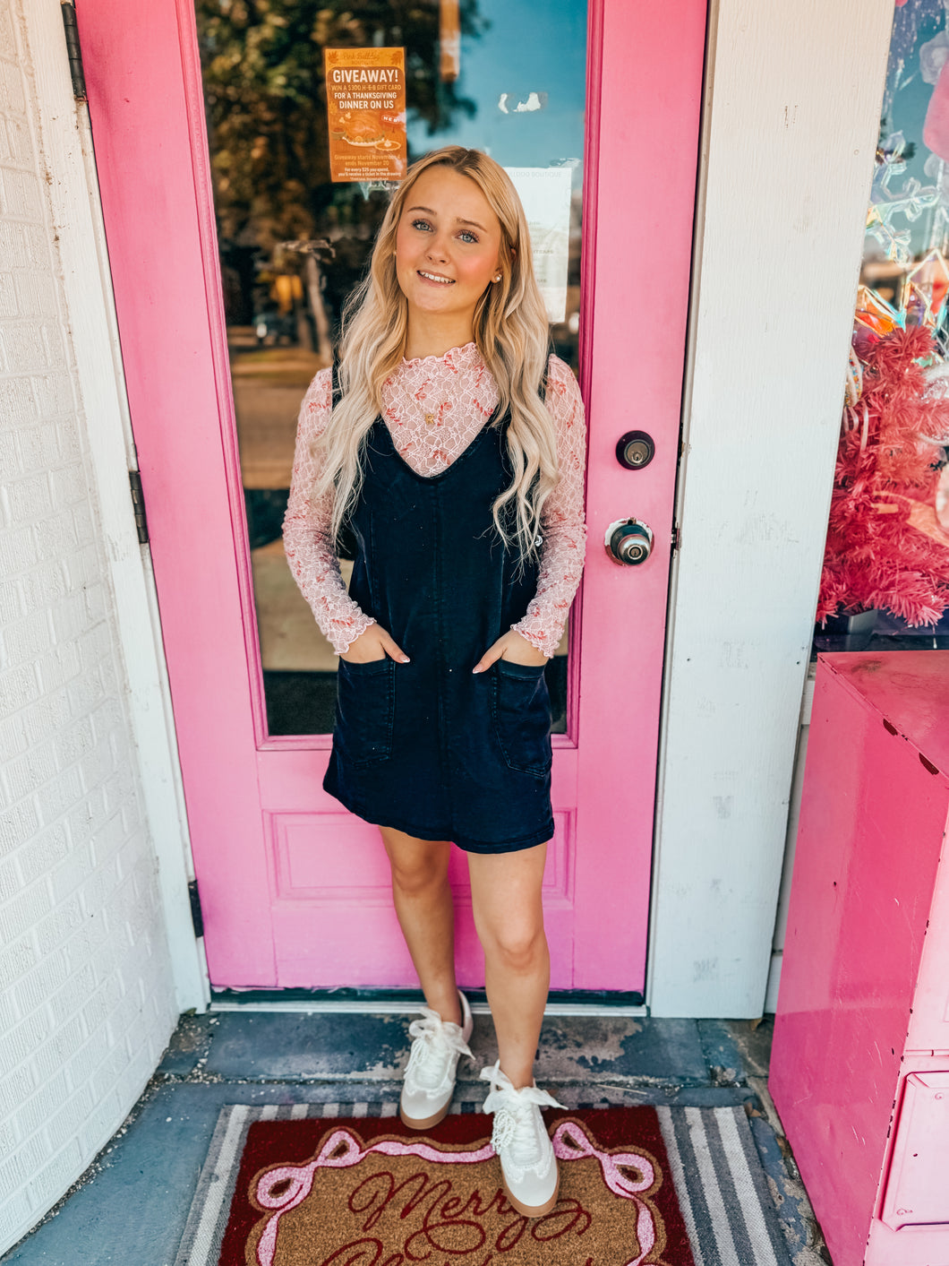 Candy Cane Lace Sheer Top