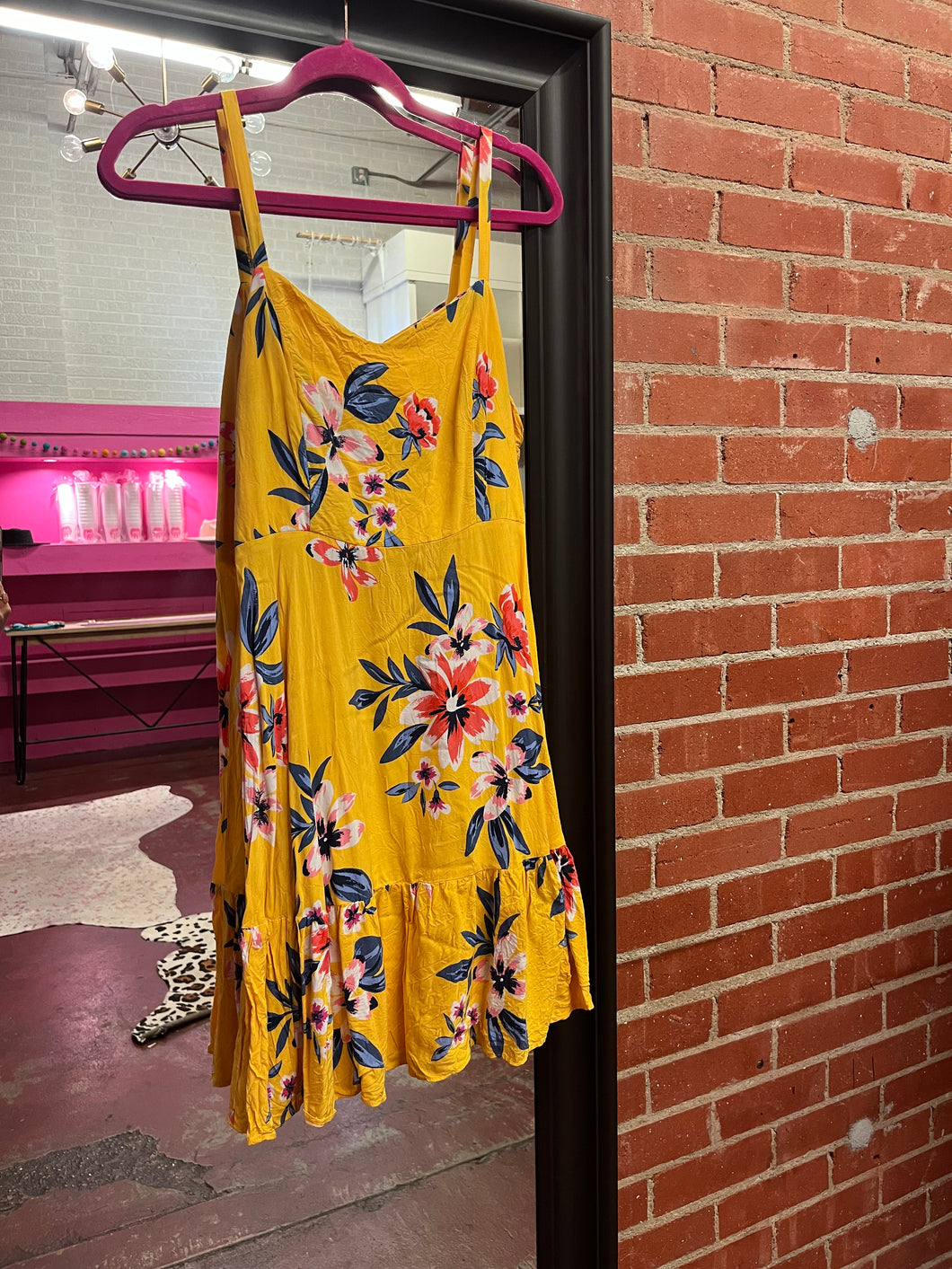 yellow floral Old Navy Womens Dress, Large