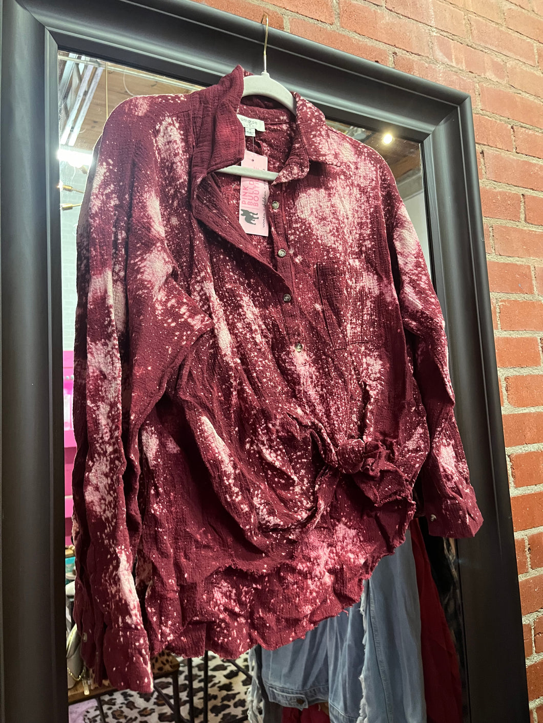 red Tie dye Umgee Womens Top, Medium