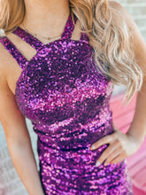 Load image into Gallery viewer, purple sequiun honey and rosie womens formal dress, Small
