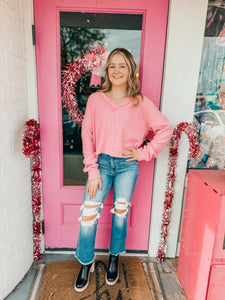 Soft v-neck ribbed top