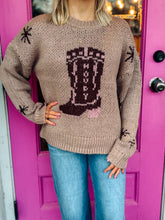 Load image into Gallery viewer, Cowboy Boots Graphic Print Knit Sweater
