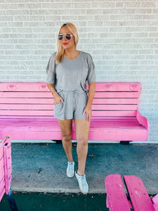 Waffle knit shorts set