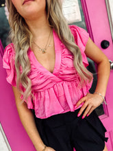 Load image into Gallery viewer, Pink ruffle sleeve top
