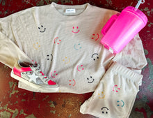 Load image into Gallery viewer, Cream smiley shorts Lounge Set
