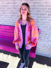 Load image into Gallery viewer, Retro Floral Colorblock cardigan
