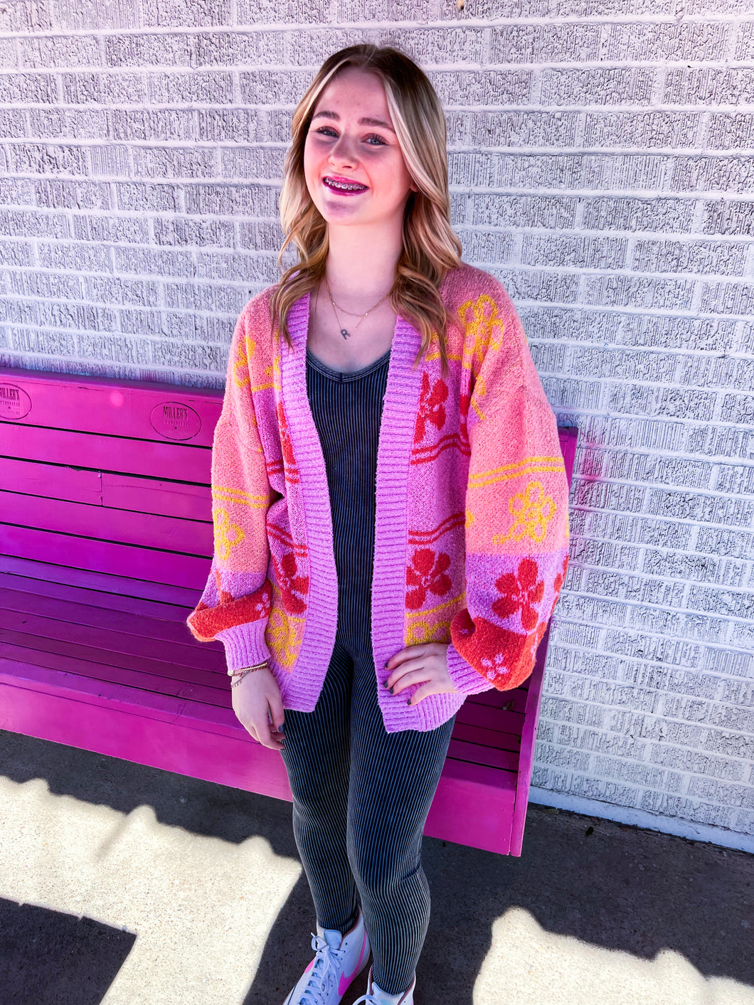 Retro Floral Colorblock cardigan