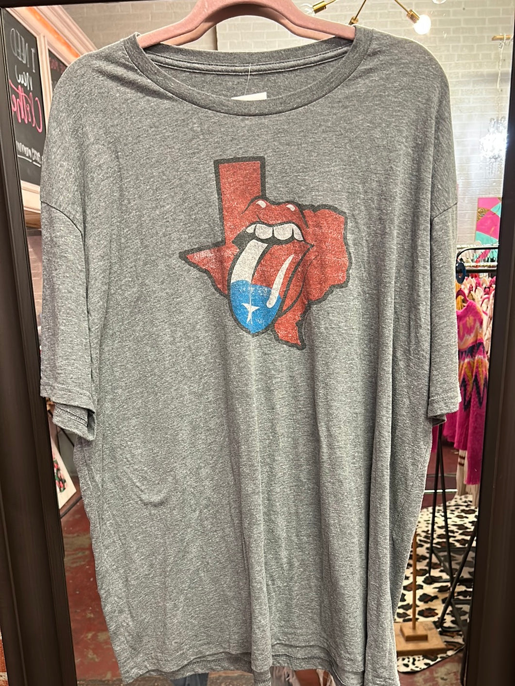 Gray Pink Bulldog Womens Graphic Tee, 3x