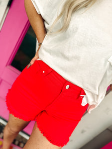 Tummy control high rise red shorts
