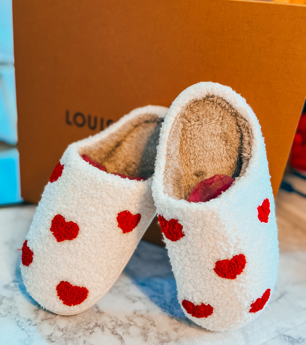 Red hearts slippers