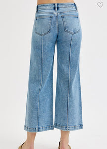 Mid Rise Crop Wide Front & Back Pintuck Detailed