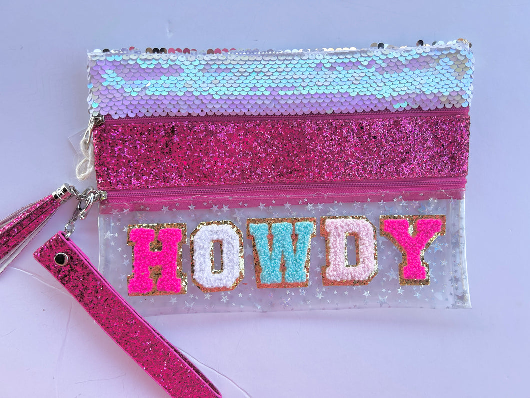 Howdy chenille zip pouch