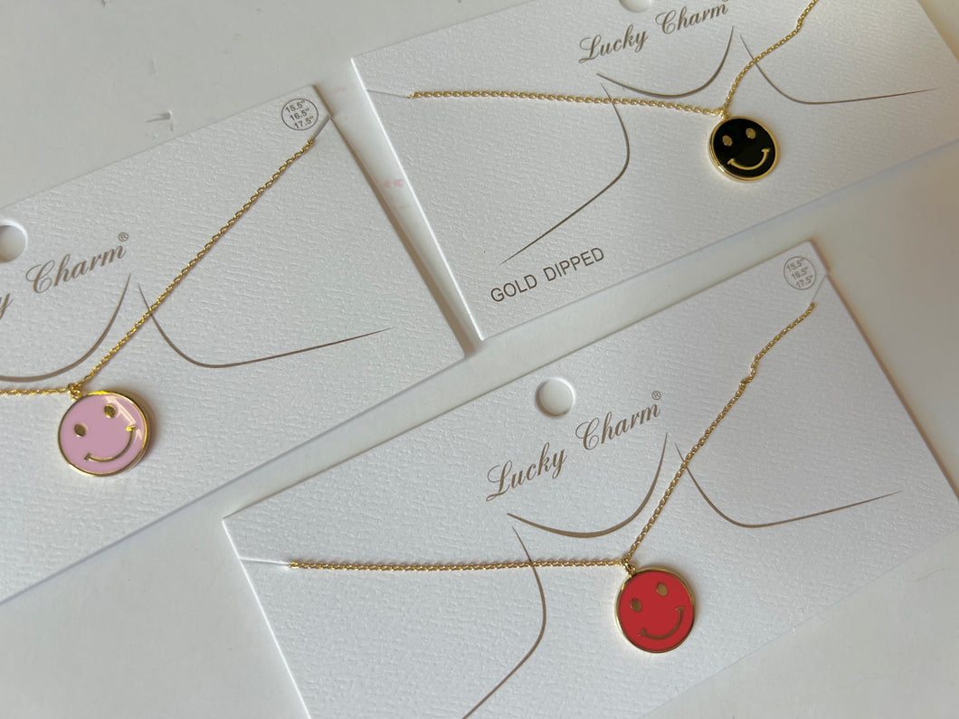 Colorful smiley face necklace