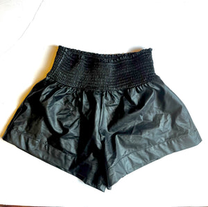 Black faux leather TCEC Shorts, Large