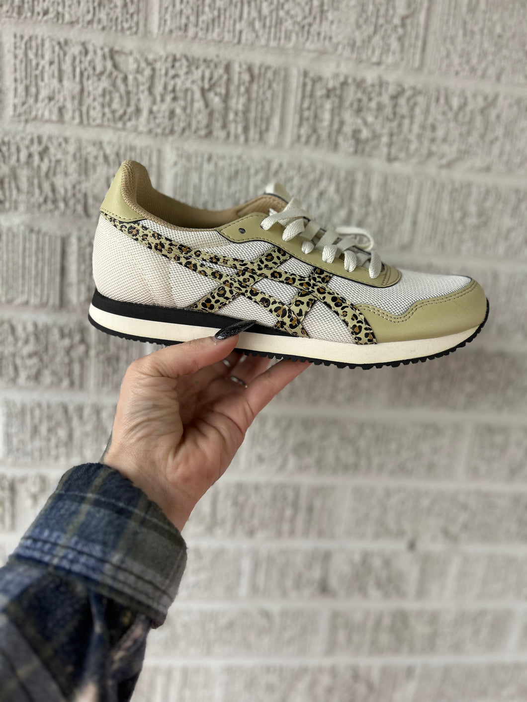 Tan Leopard Asics Shoes, 5.5