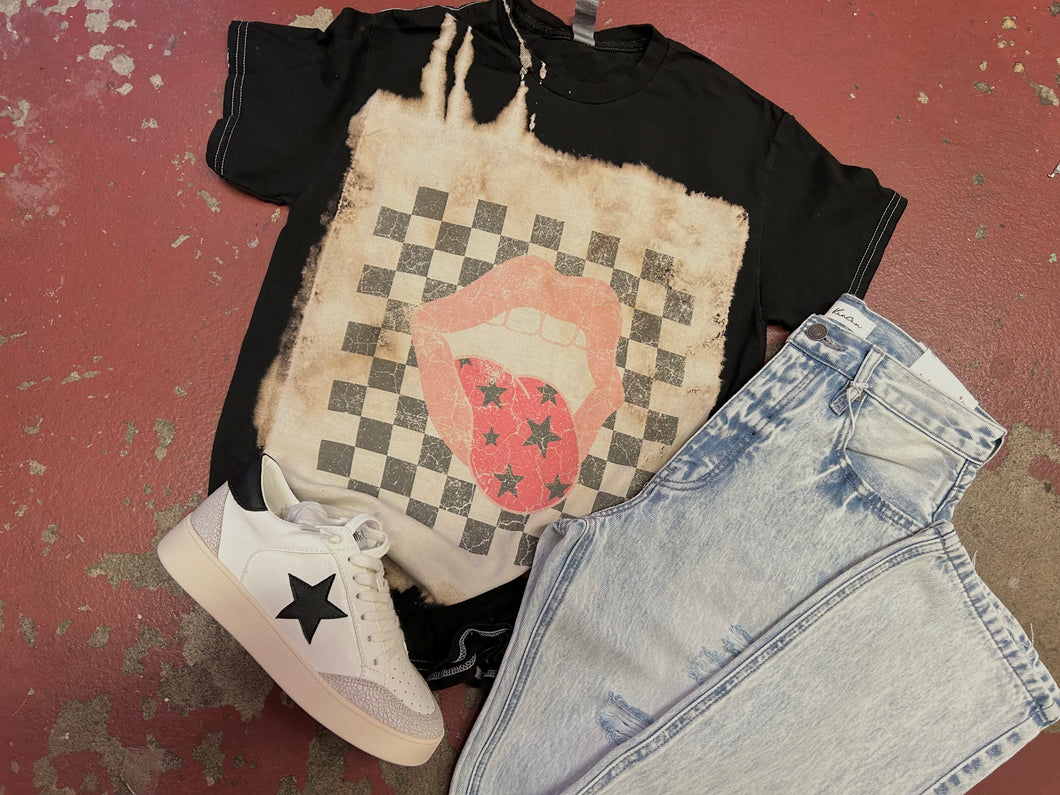 Bleached checkered tongue tee