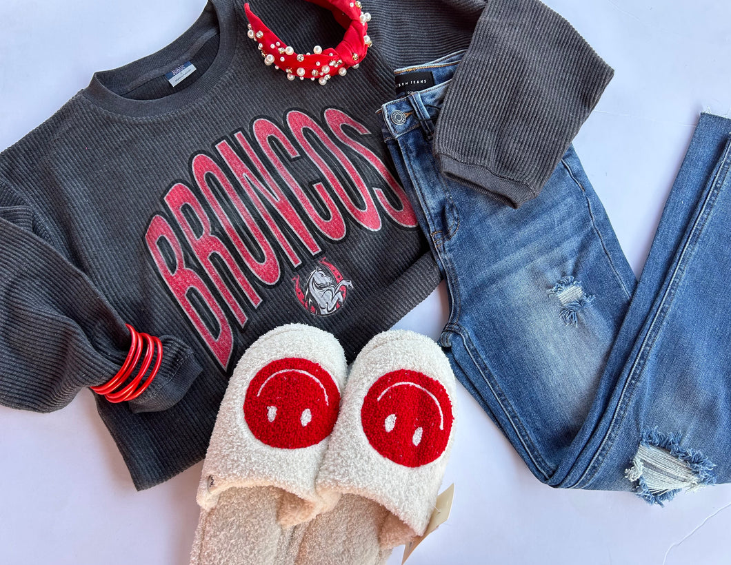 Pepper Broncos corded sweatshirt.