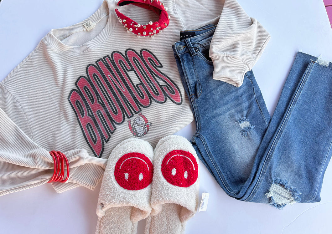 Broncos cropped corded sweatshirt.