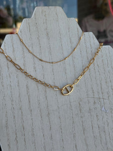 Double layer gold necklace