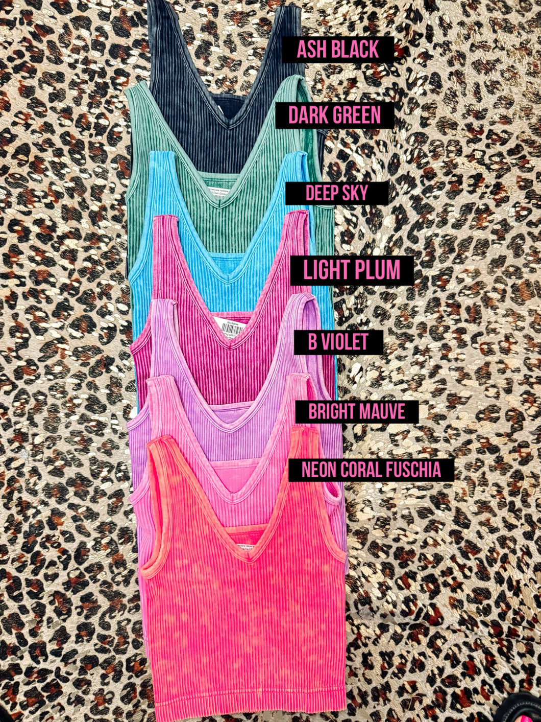 Mineral wash two way neckline ribbed tank