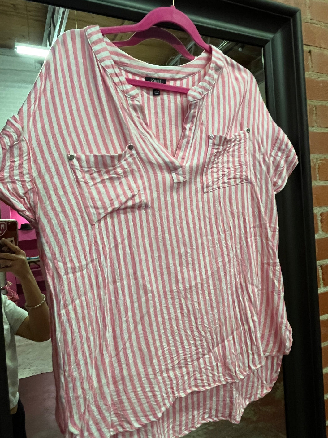 pink stripe Jones New York Womens Top, Large