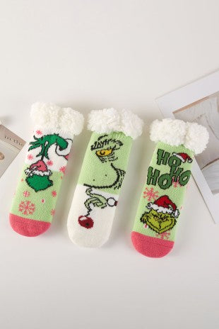 Kids Gr!nch fuzzy socks