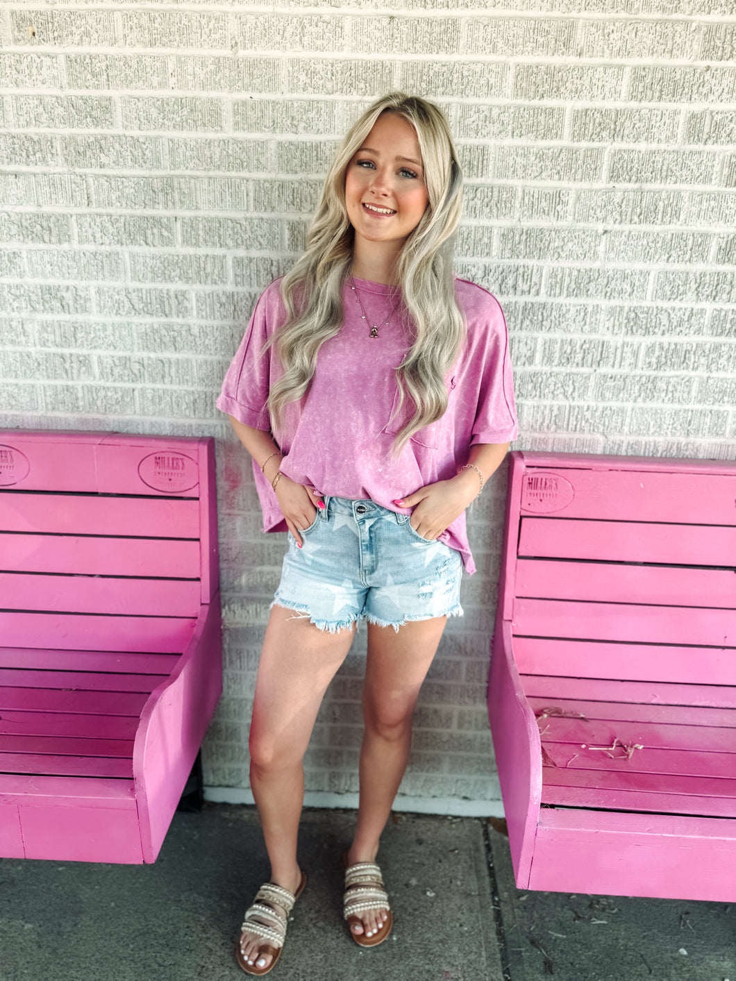 High Rise Star Print Risen Shorts