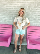 Load image into Gallery viewer, Mid rise mint denim shorts
