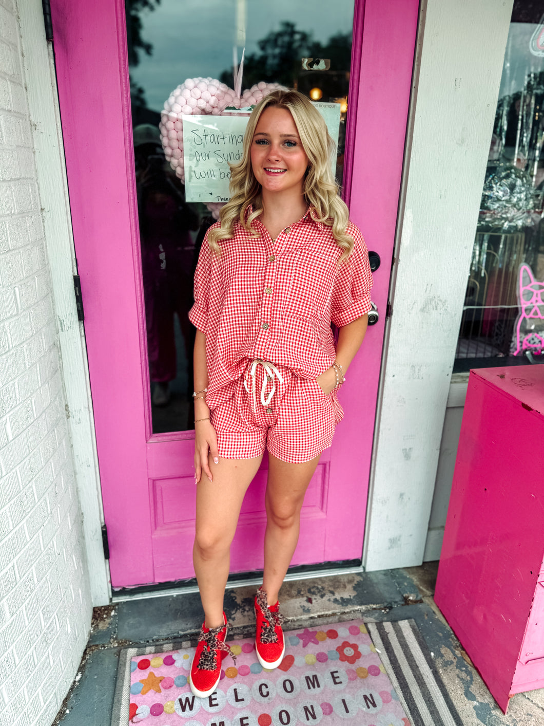 Mini checker short set.