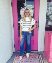 Load image into Gallery viewer, Striped crop mock neck sweater
