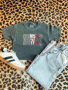 Howdy cherry leopard checkered tee