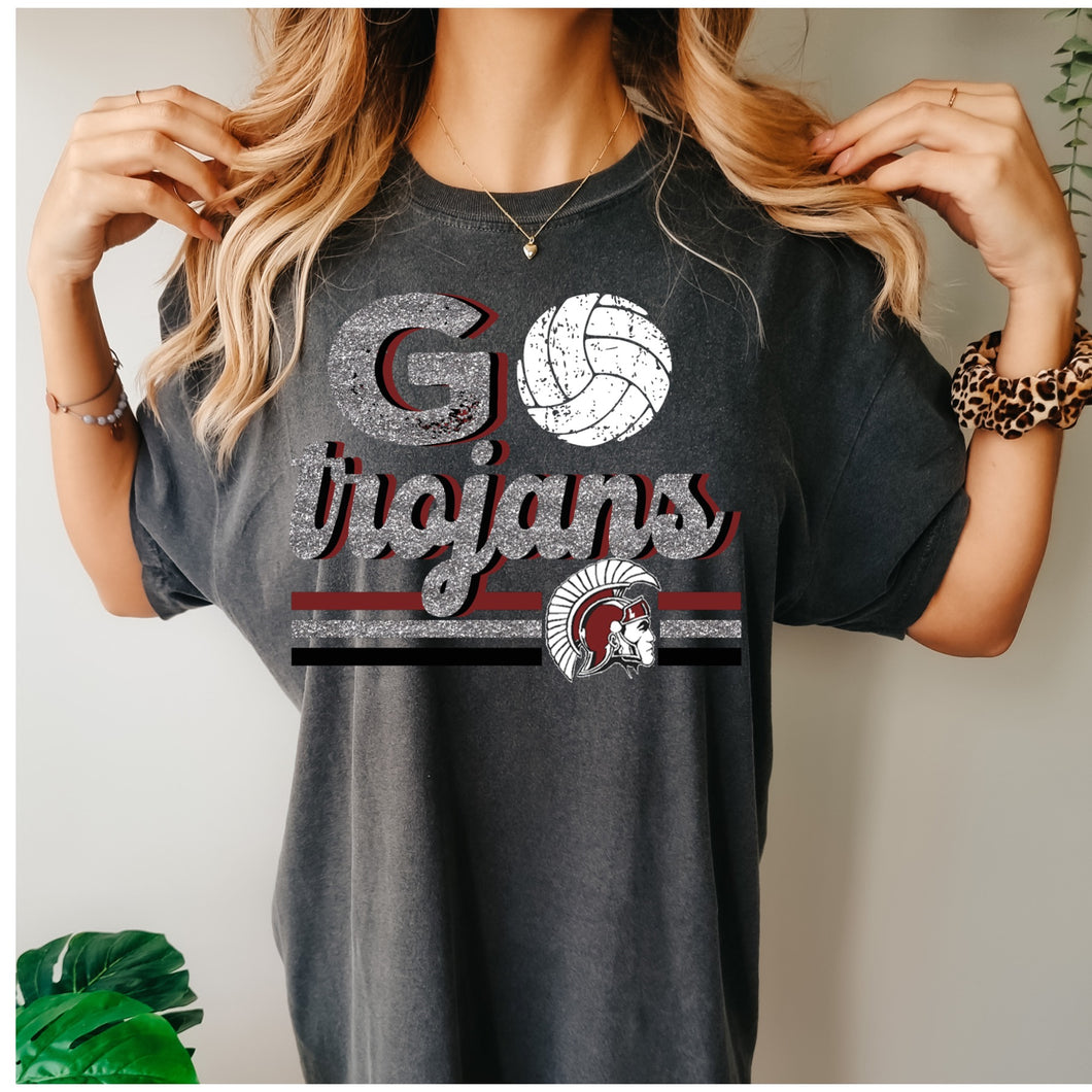 Troy Trojans volleyball faux glitter volleyball design