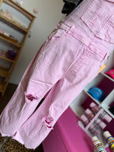 Load image into Gallery viewer, Acid Pink Crop Straight-Distressed Overalls
