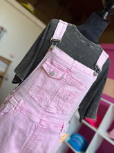 Load image into Gallery viewer, Acid Pink Crop Straight-Distressed Overalls
