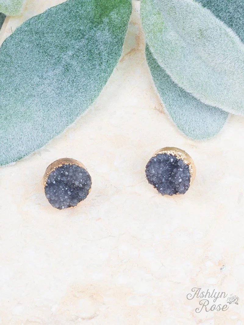 Gray druzy earrings