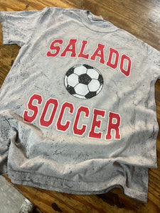 Salado Soccer Mascot Faux Glitter Soccer Ball Mineral Wash Tee