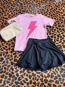 Youth pink lightning bolt tee