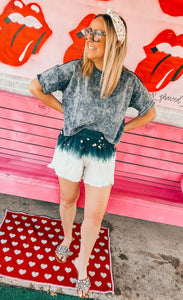 Bleached dyed linen shorts